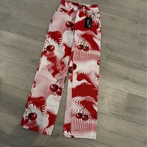 Jade Red and White Kids Casual Bottoms